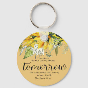 Porte-clés Bible Verse tournesol Porte - clé rond