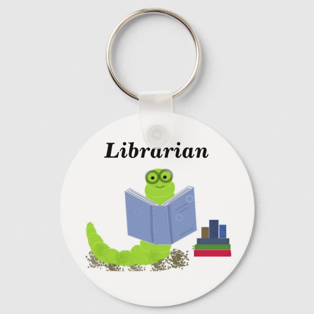 Porte-clés Bibliothécaire - ver de livre (Recto)