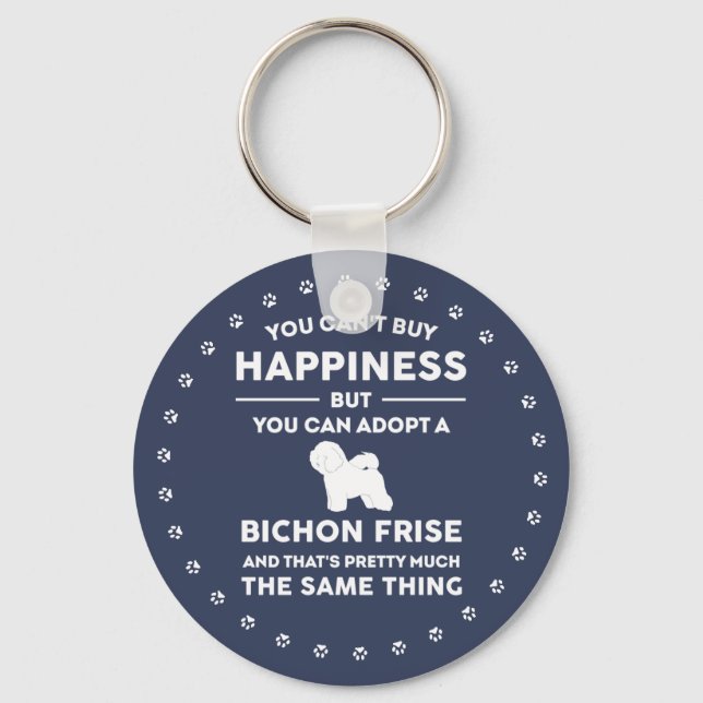 Porte-clés Bichon Frise Adoption Bonheur (Recto)