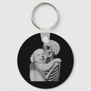 Porte-clés Bichon Frise Squelette Câlin Halloween Amateur de