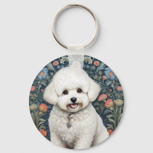 Porte-clés Bichon Frisé William Morris Inspiré Floral