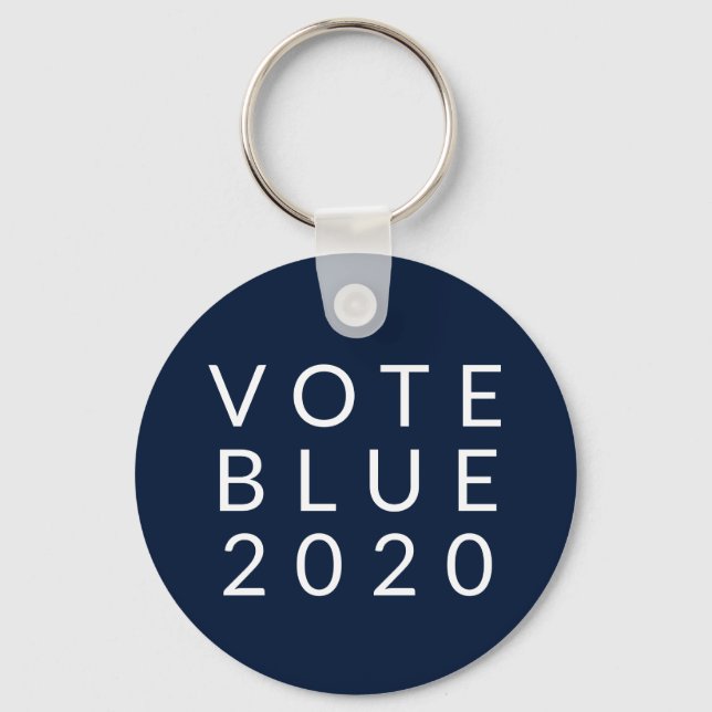Porte-clés Biden et Harris Vote Blue 2020 Simple Minimal (Recto)