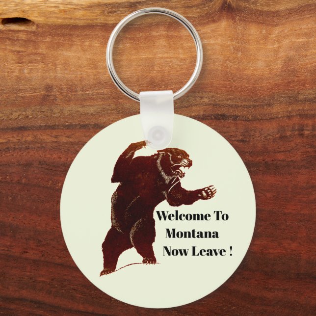 Porte-clés Bienvenue Au Montana Maintenant Quitter Grizzly Be (Verso)