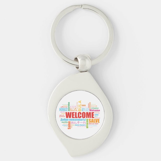 Porte-clés Bienvenue Langues différentes Métal (Devant)