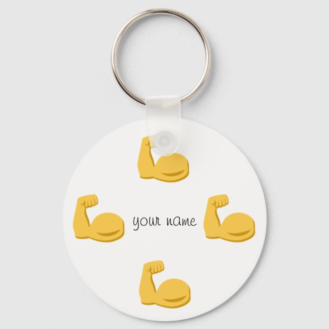 Porte-clés Big Emoji Bicep et '' Votre nom ici " (Recto)