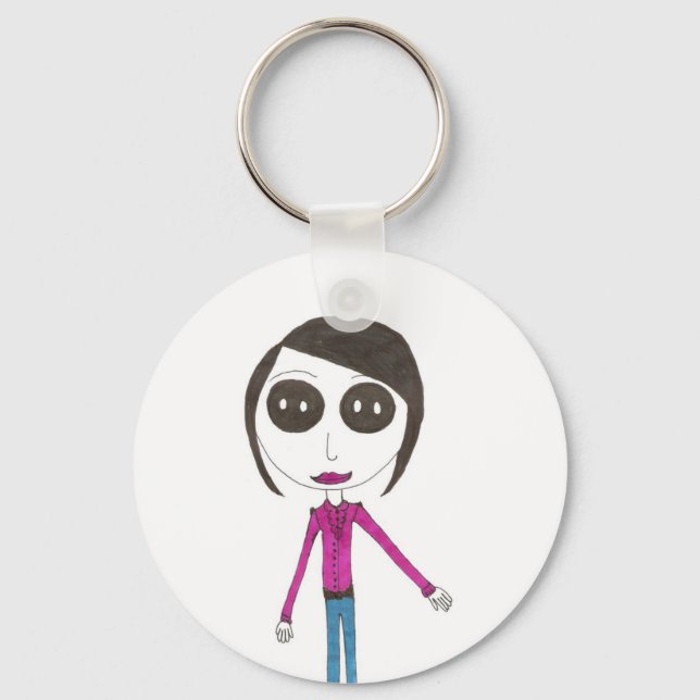 Porte-clés Big Head Button girl (Recto)