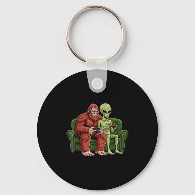 Porte-clés Bigfoot Alien Video Games Gaming Sasquatch Ufo Men (Recto)