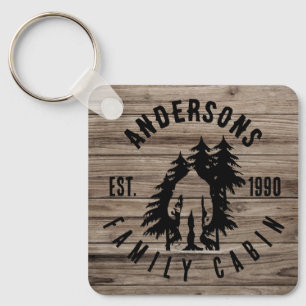 Porte-clés Bigfoot Cabine Rustic Wood Famille Nom Personnalis
