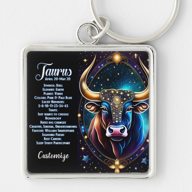 Porte-clés Bijou personnalisé Galaxie Zodiac Taurus (Devant)