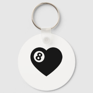 Porte-clés Billiard Heart Love Pool Joueur Valentine Sondage