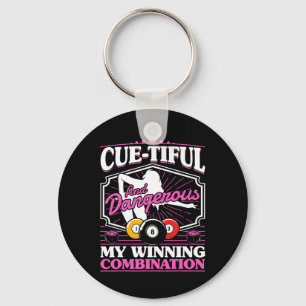 Porte-clés Billiards Cue-Mini Et Dangereux 8 Balles Femmes Po