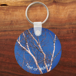 Porte-clés Birch Tree Blue Sky Nature Personnalisé