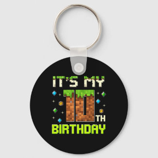 Porte-clés Birthday Boy C'est mon 10e anniversaire Gamer Pixe