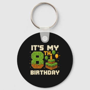 Porte-clés Birthday Boy C'est mon 8e anniversaire Gamer Pixel
