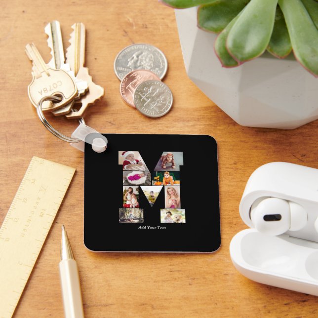 Porte-clés Black and White Letter M Photo Collage (Bureau)
