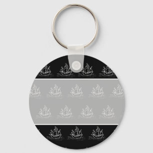 Porte-clés Black and White Pirate Ship Pattern.