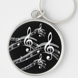 Porte-clés Black and White Treble Clef