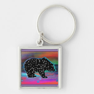 Porte-clés Black Bear Spirit Northern Light Colors Keychain