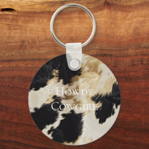 Porte-clés Black Cream Gold Western Cowhide