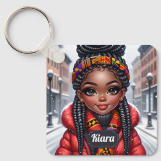 Porte-clés Black girl African American avec tresses