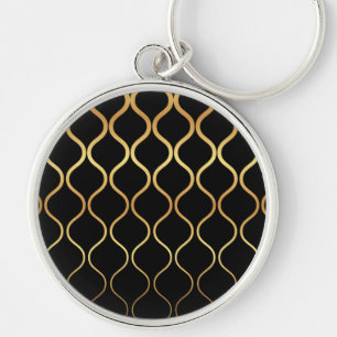Porte-clés Black, gold, cool, trendy, retro abstract design