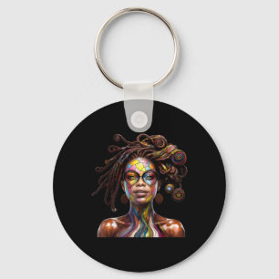 Porte-clés Black History Moth Loc'd Hair Art Black Queen Afr