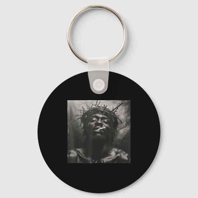 Porte-clés Black Jesus Smokes, Christianity, Church, Christ,  (Recto)