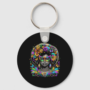 Porte-clés Black Queen Afro perles africaines Masque Mardi Gr