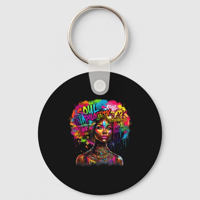 Porte-clés Black Queen Dripng Afro Melanin Black History Mont (Recto)