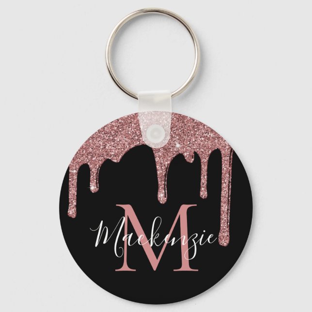 Porte-clés Black Rose Gold Faux Parties scintillant Drives Mo (Recto)