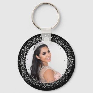 Porte-clés Black silver photo scintille