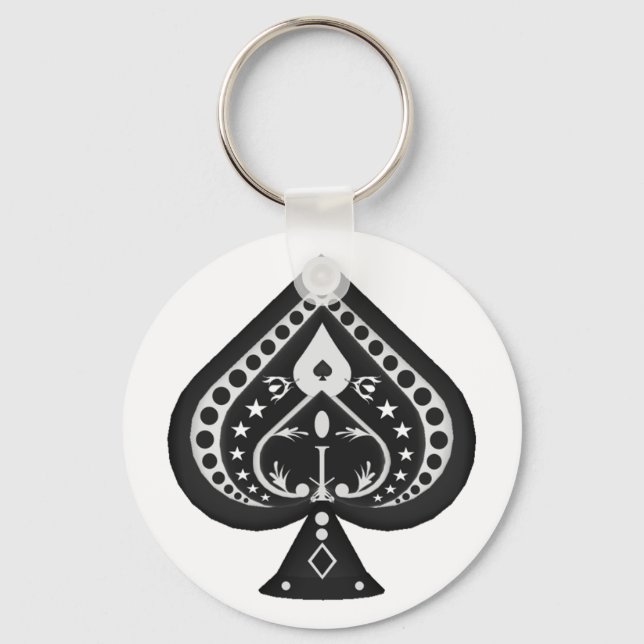 Porte-clés Black Spades : Jouer Des Cartes Suit : (Recto)