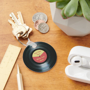 Porte-clés Black Vinyl Music Red and Yellow Record Keyring