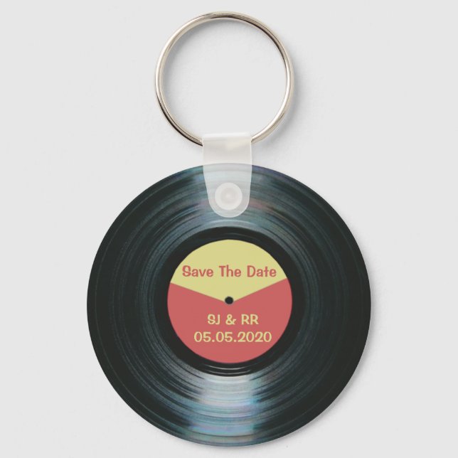 Porte-clés Black Vinyl Music Wedding Enregistrer Le Clavier D (Recto)