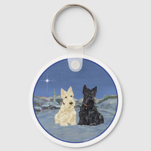 Porte-clés Black & Wheaten Scottish Terriers Winter
