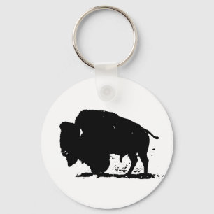 Porte-clés Black & White Buffalo Silhouette