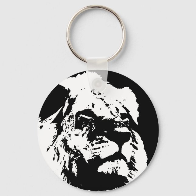 Porte-clés Black & white lion pop art (Recto)