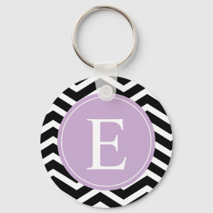 Porte-clés Black White Purple Chevron Custom