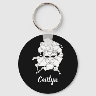 Porte-clés Black & White Venetian Carnival Mask Personalized