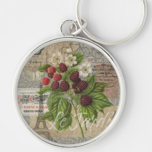Porte-clés Blackberries Floral Garden Flower Papillon Art