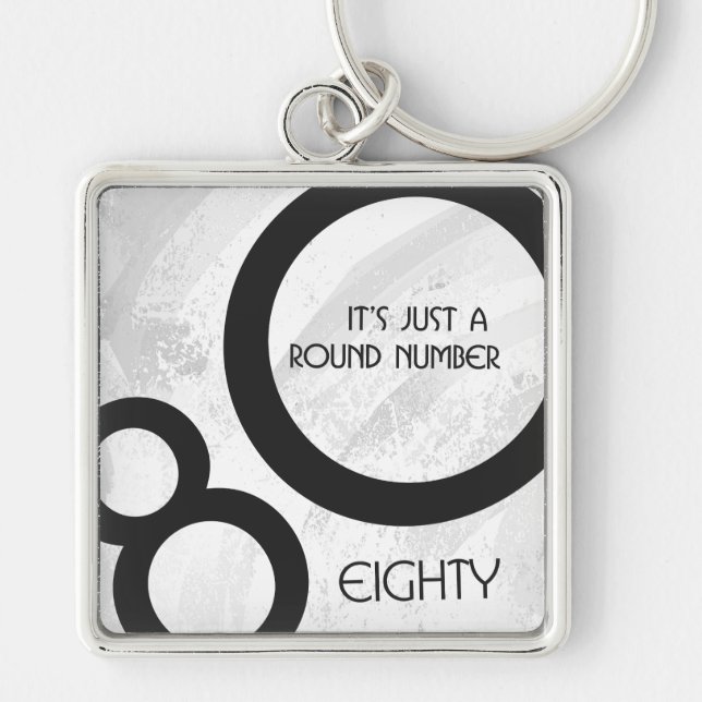 Porte-clés Blanc 80 Décennie Anniversaire (Devant)