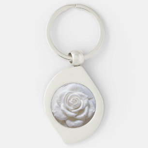 Porte-clés Blanc sur blanc - Rose sculpté
