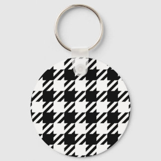 Porte-clés Blanc sur noir motif Houndstooth