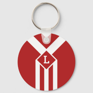 Porte-clés Blancs et Chevrons sur Rouge avec Monogramme