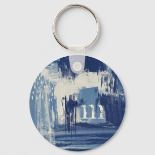 Porte-clés Bleu Abstrait et ivoire