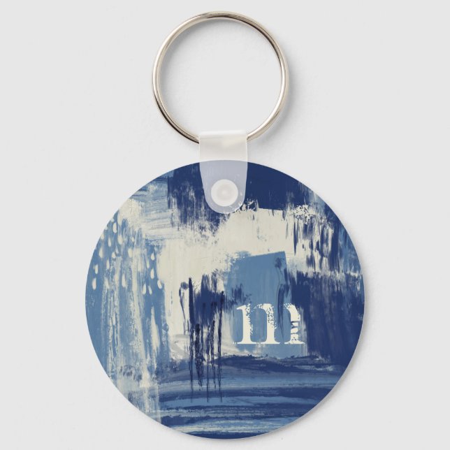 Porte-clés Bleu Abstrait et ivoire (Recto)