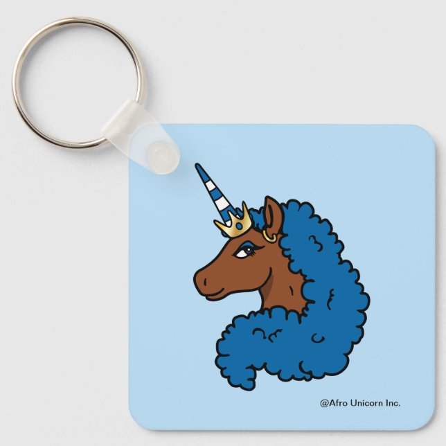 Porte-clés Bleu Afro Unicorn (Recto)