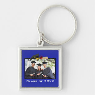 Porte-clés Bleu Ajoutez votre photo / Année de graduation