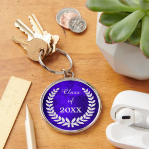Porte-clés Bleu argent Laurel Wreath Graduation