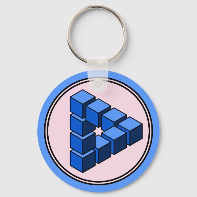 Porte-clés Bleu Bleu Rose Impossible Triangle Blocs (Recto)